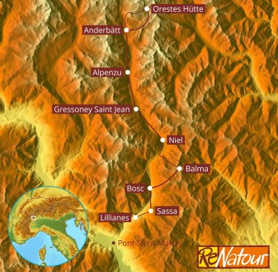 individuelle Etappenwanderung ohne Gep�ck im Val di Lys 