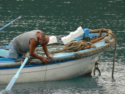 Fischer in der Bucht von Rabac.