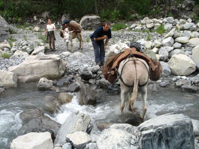 Fluss�berquerung im Parc du Mercantour.